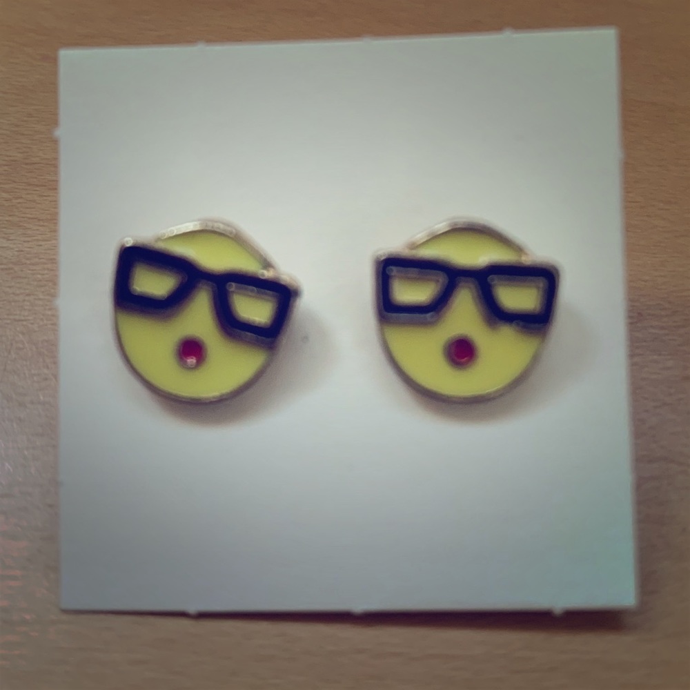 Emoji with glasses earrings